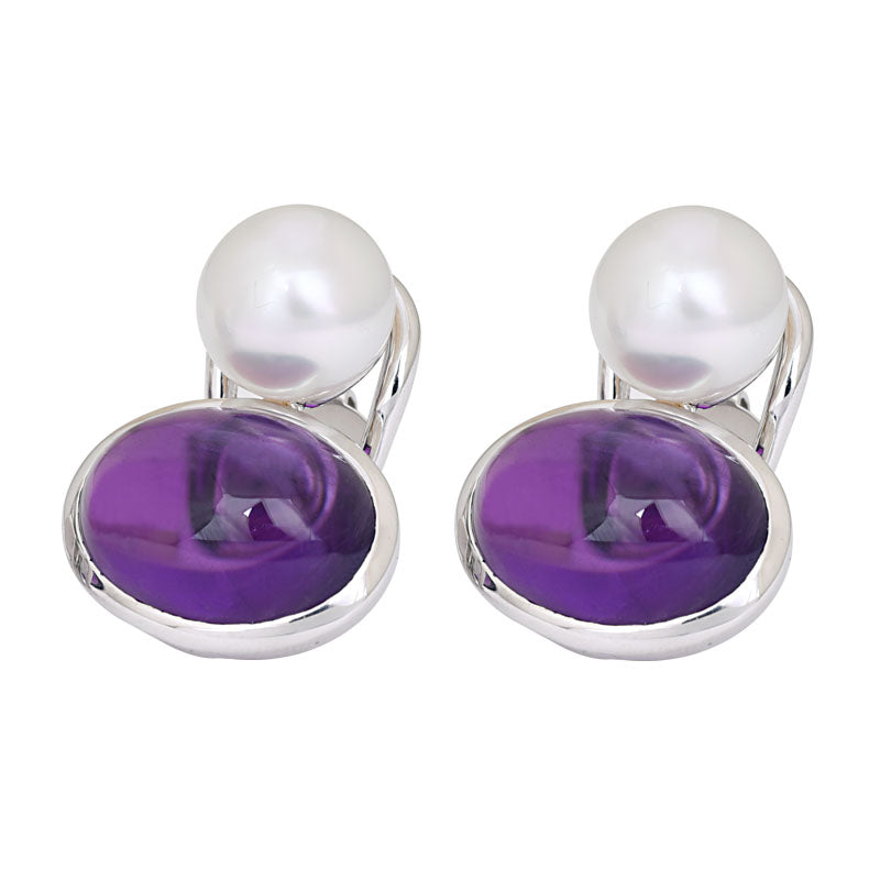 Earrings- Amethyst and South Sea Pearl