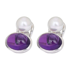 Earrings- Amethyst and South Sea Pearl