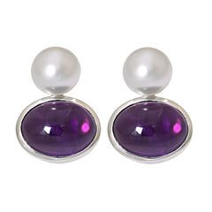 Earrings- Amethyst and South Sea Pearl