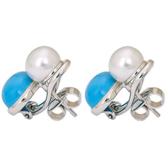 Earrings- Turquoise and South Sea Pearl