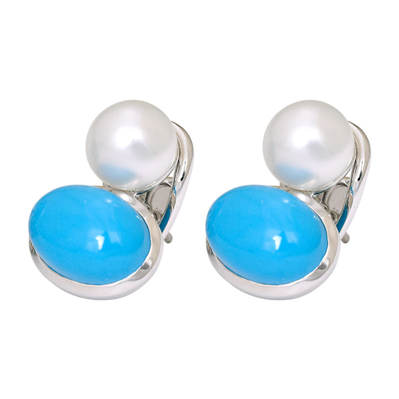 Earrings- Turquoise and South Sea Pearl