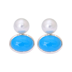 Earrings- Turquoise and South Sea Pearl