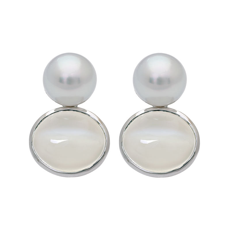 Earrings- Moonstone and South Sea Pearl