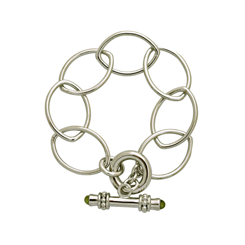 Toggle Bracelet- With Peridot in Silver