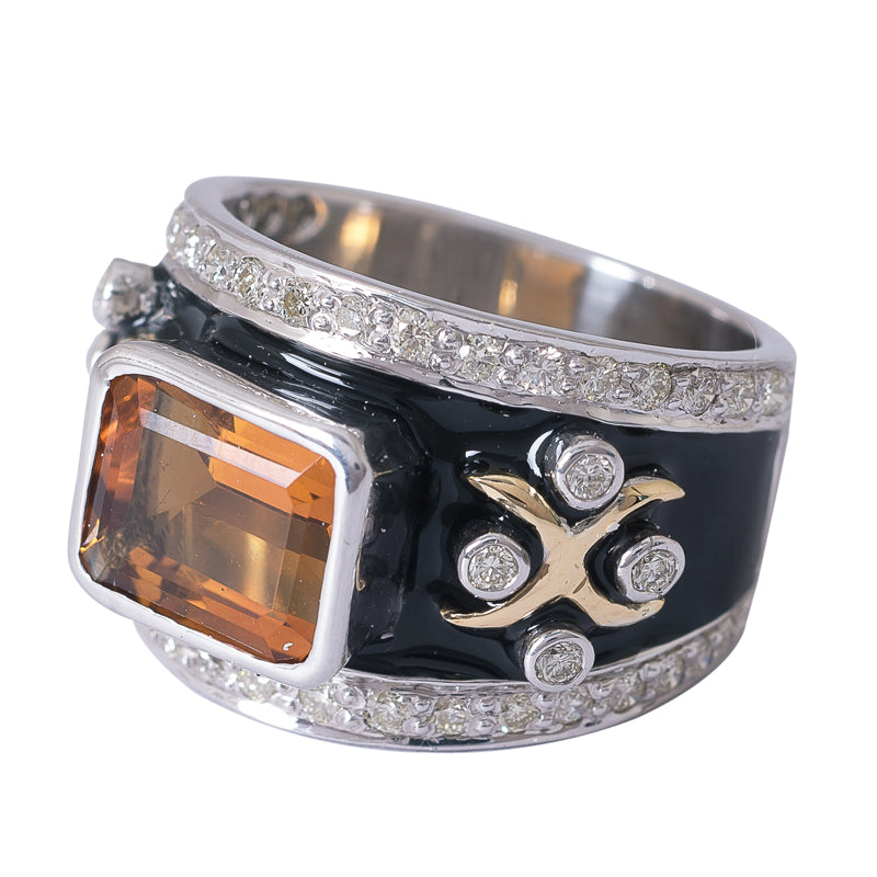 Ring- Citrine and Diamond (Enamel)