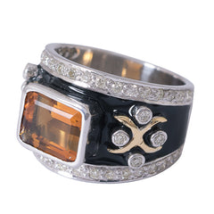 Ring- Citrine and Diamond (Enamel)