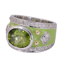 Ring- Peridot and Diamond (Enamel)