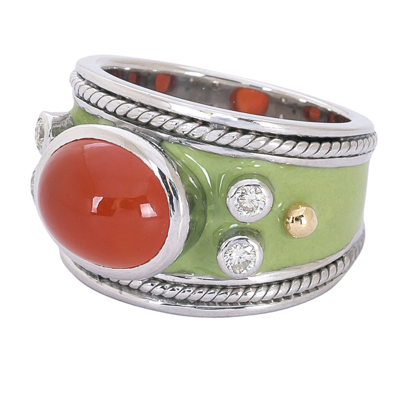 Ring - Cornelian and Diamond (Enamel) | Singhvi Jewels