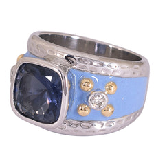 Ring- Iolite and Diamond (Enamel)