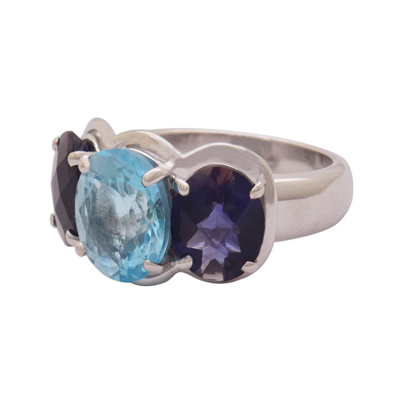 RING- BLUE TOPAZ AND IOLITE IN SILVER