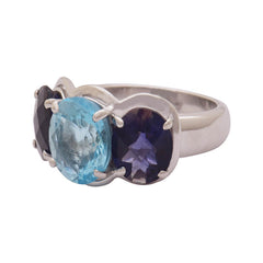 RING- BLUE TOPAZ AND IOLITE IN SILVER