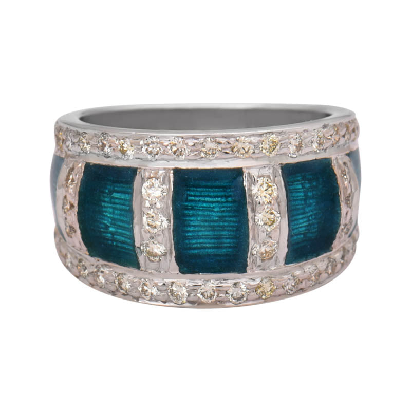 RING- DIAMOND (ENAMEL) IN SILVER | Singhvi Jewels