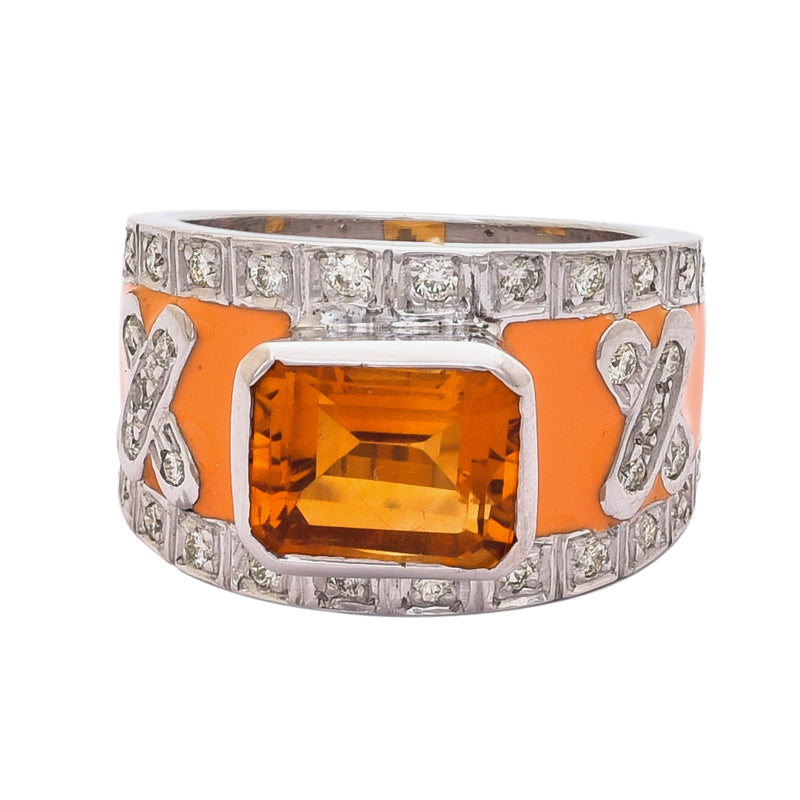 Ring - Citrine and Diamond (Enamel) | Singhvi Jewels