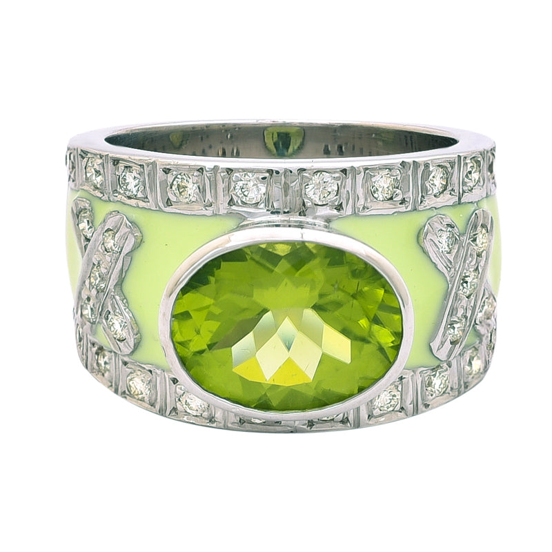 Ring - Peridot and Diamond (Enamel) | Singhvi Jewels