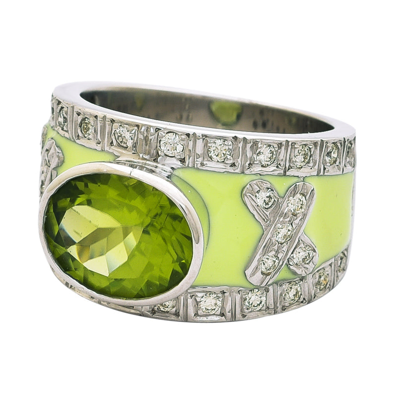 Ring - Peridot and Diamond (Enamel) | Singhvi Jewels