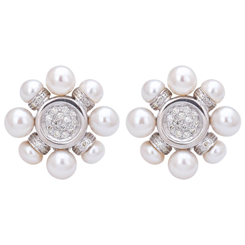 Earrings- Fresh Water Pearl, South Sea Pearl and Diamond