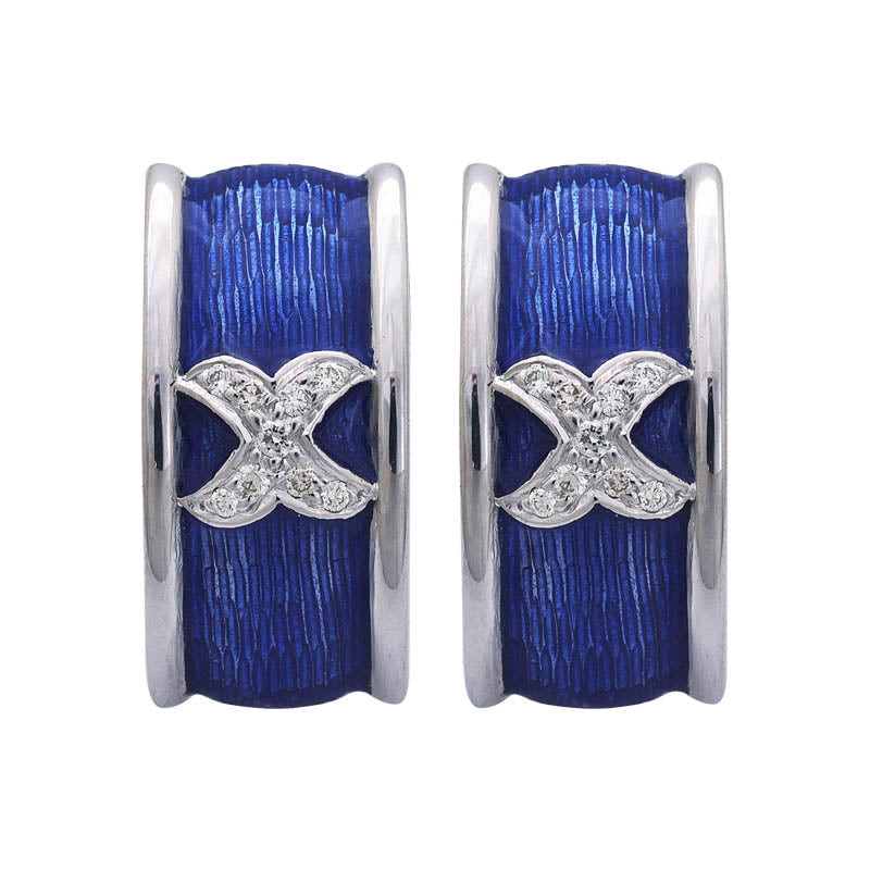 EARRINGS- DIAMOND (ENAMEL) IN STERLING SILVER