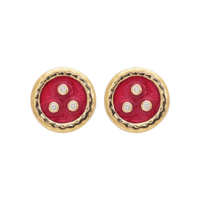 EARRINGS- DIAMOND (ENAMEL) IN SILVER AND GOLD