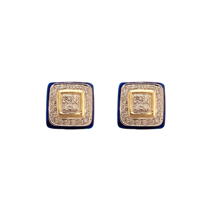 EARRINGS- DIAMOND (ENAMEL) IN STERLING SILVER AND GOLD
