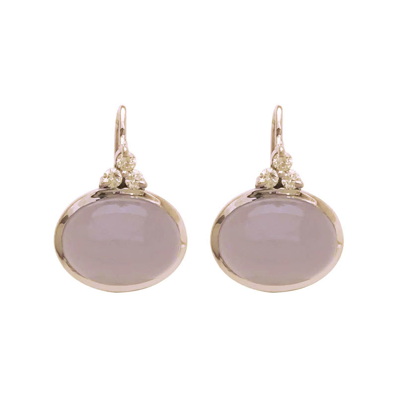 EARRINGS- CHALCEDONY AND DIAMOND IN STERLING SILVER