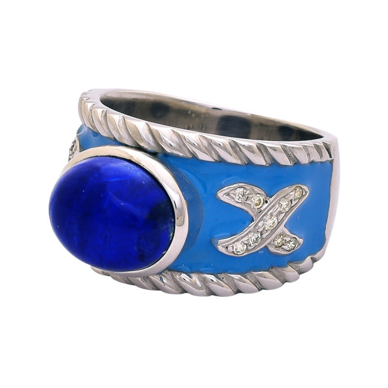 Ring- Lapis Lazuli and Diamond (Enamel)