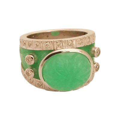 Repair - Ring - Chrysoprase And Diamond (Enamel) (255FS)