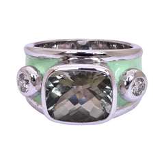 Ring- Green Quartz and Diamond (Enamel)