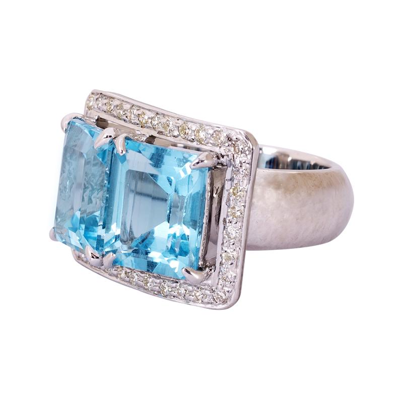 Ring- Blue Topaz and Diamond