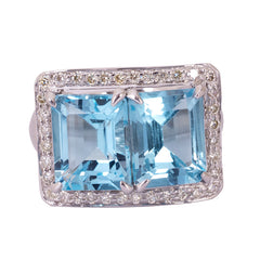 Ring- Blue Topaz and Diamond
