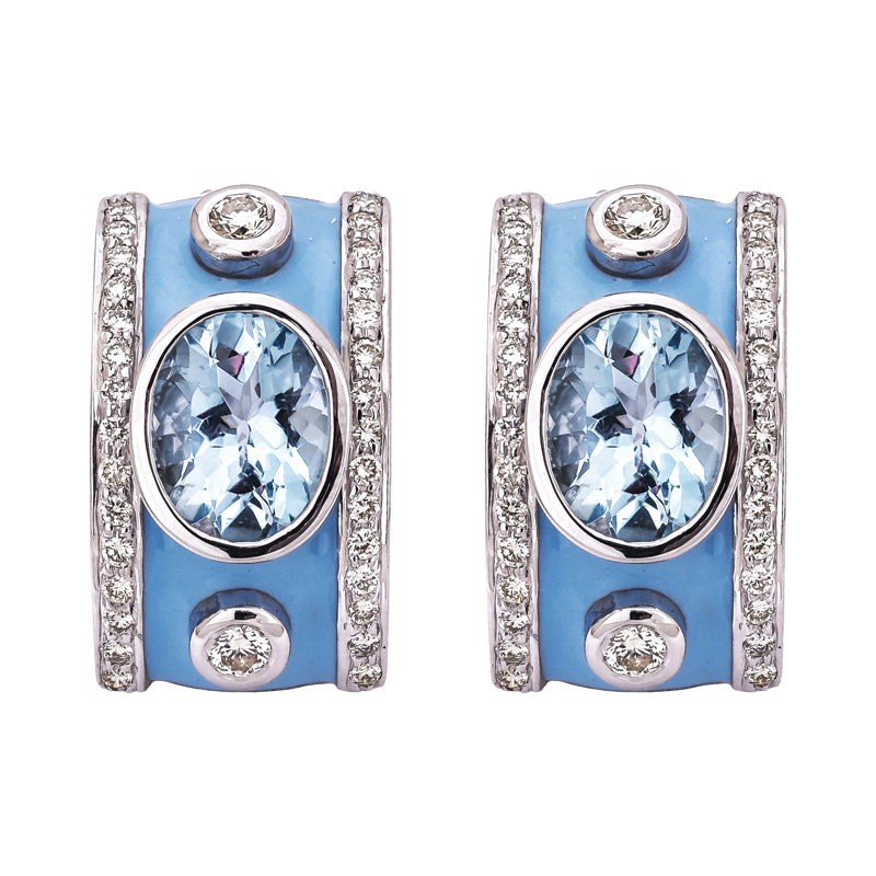Earrings - Blue Topaz and Diamond (Enamel) | Singhvi Jewels