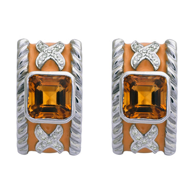 Earrings - Citrine And Diamond (Enamel)