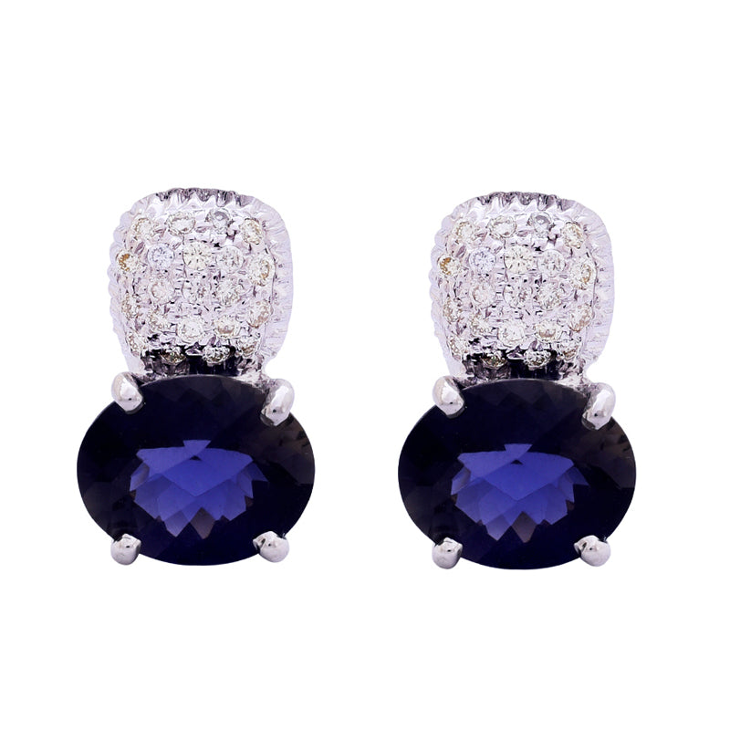 Earrings-Diamond and Iolite