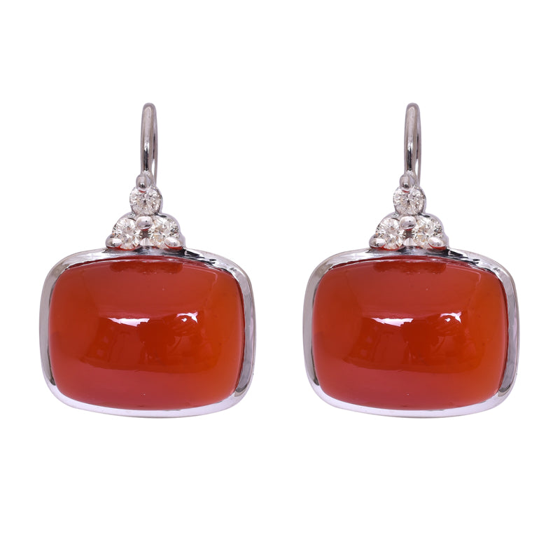 Earrings- Cornelian and Diamond in Silver