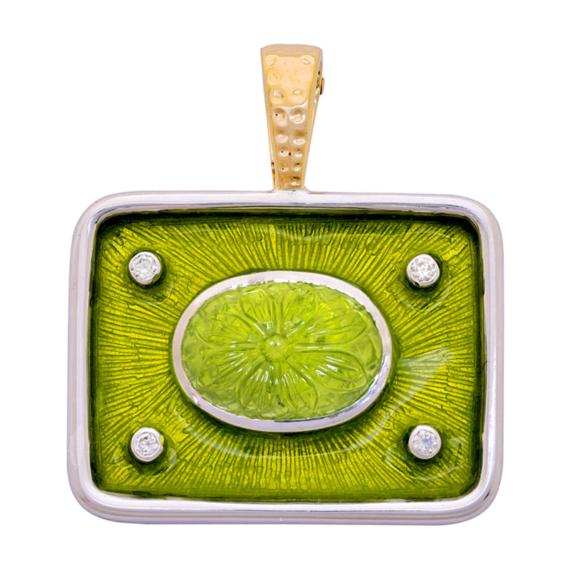 Pendant - Peridot and Diamond (Enamel) | Singhvi Jewels
