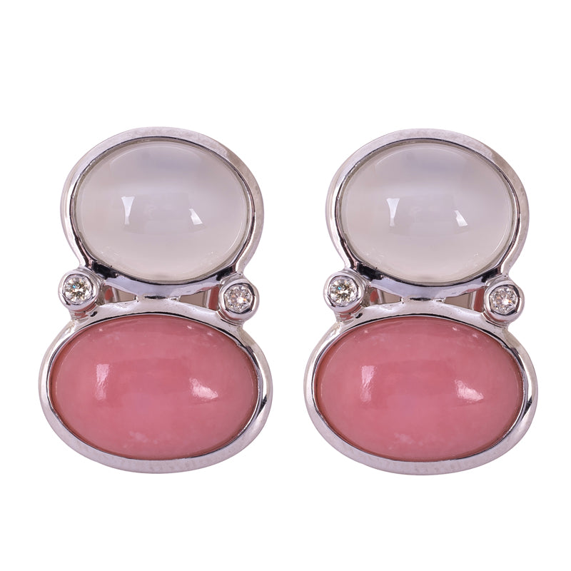 Repair - Earrings - Moonstone, Pink Opal and Diamond (264DS)