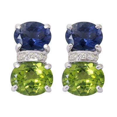 Earrings- Iolite, Peridot and Diamond  (264HS)