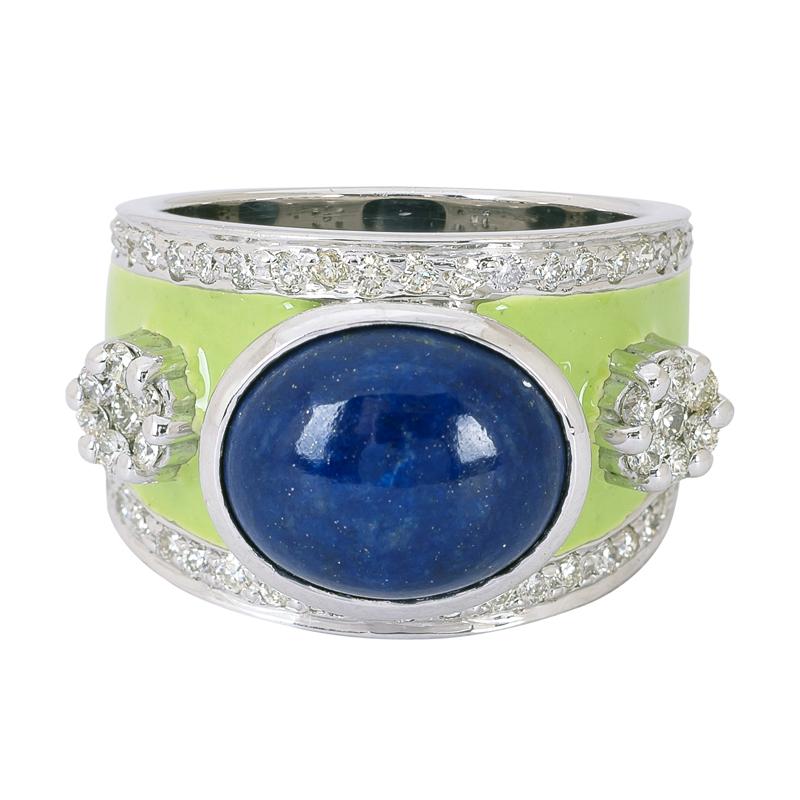 Ring- Lapis Lazuli and Diamond (Enamel) (265AS) | Singhvi Jewels