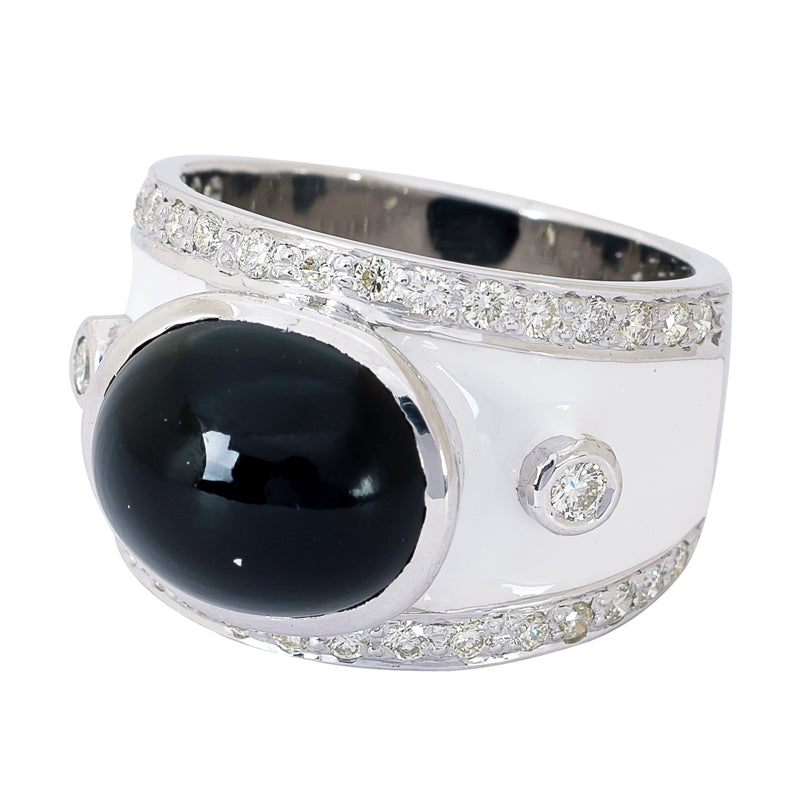 Ring - Black Onyx and Diamond (Enamel) | Singhvi Jewels