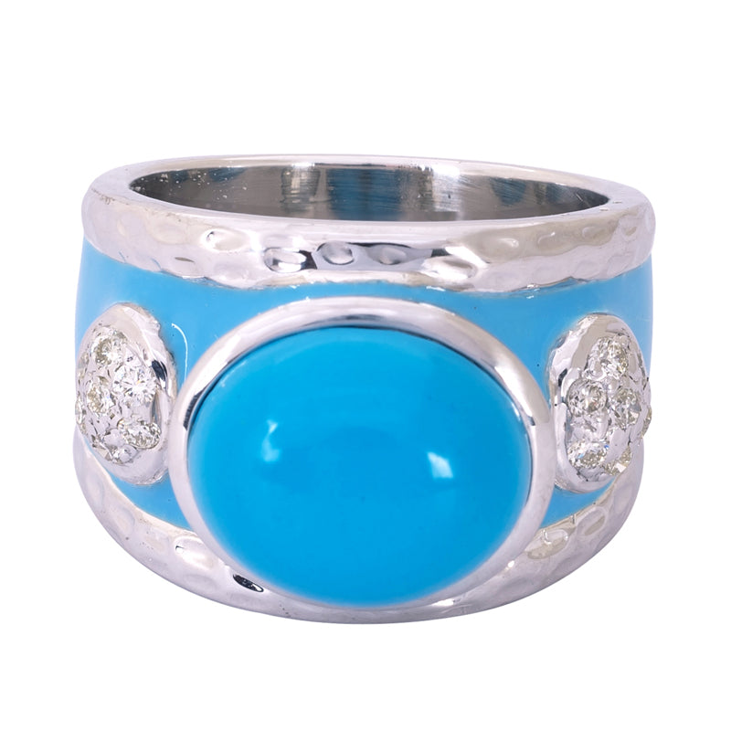 Ring - Turquoise and Diamond (Enamel) | Singhvi Jewels