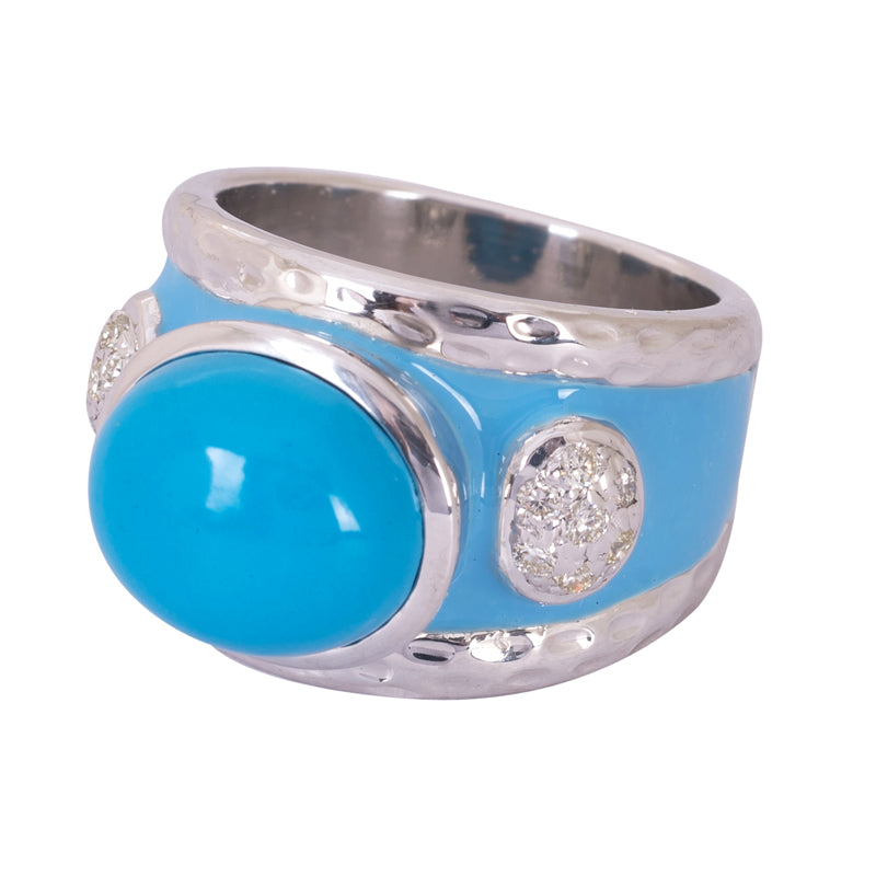 Ring - Turquoise and Diamond (Enamel) | Singhvi Jewels