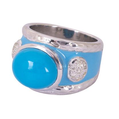 Ring - Turquoise and Diamond (Enamel) | Singhvi Jewels