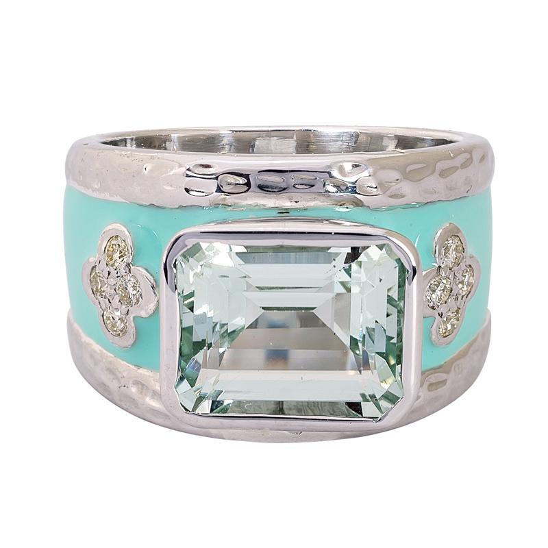 Ring- Beryl and Diamond (Enamel) (265HS) | Singhvi Jewels