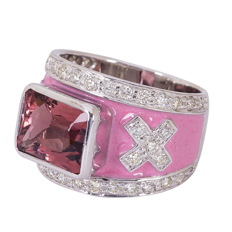 Ring - Rubellite and Diamond (Enamel) | Singhvi Jewels