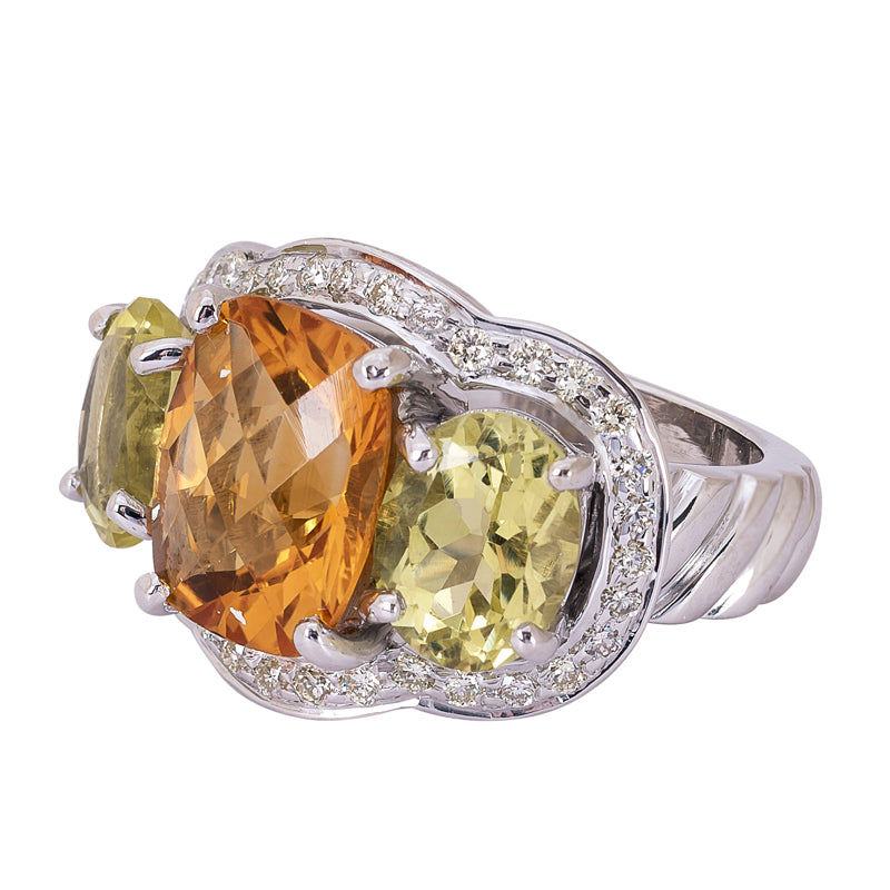 Ring - Citrine, Lemon Quartz and Diamond | Singhvi Jewels