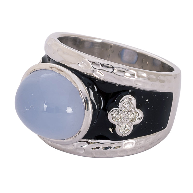 Ring - Chalcedony and Diamond (Enamel) | Singhvi Jewels