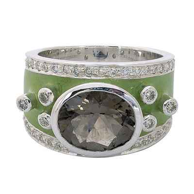 Ring- Smokey Quartz and Diamond (Enamel)  (265PS)