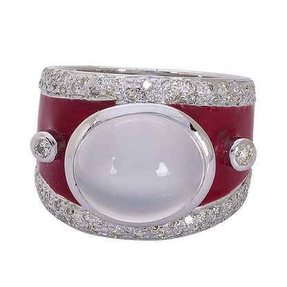 Ring - Moonstone and Diamond (Enamel) | Singhvi Jewels
