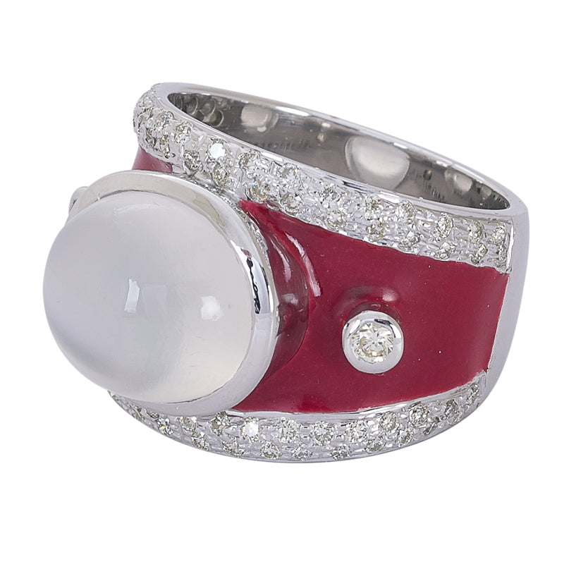 Ring - Moonstone and Diamond (Enamel) | Singhvi Jewels