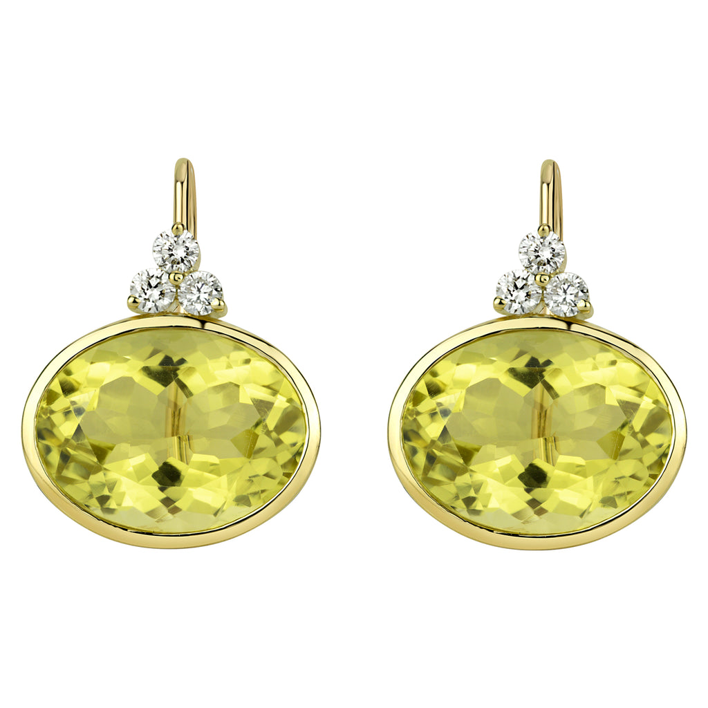 Earrings - Lemon Quartz And Diamond