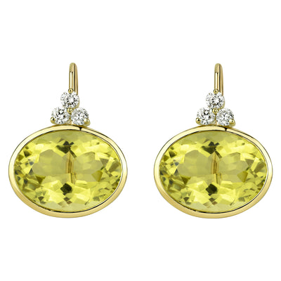 Earrings - Lemon Quartz And Diamond (2310A)